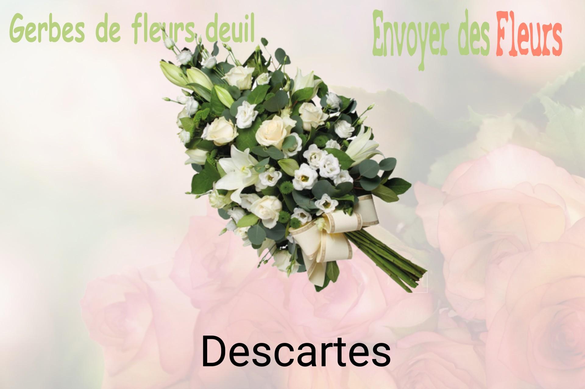 Gerbe de fleurs de deuil livrée à Descartes